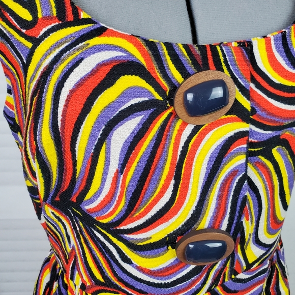 LAST CHANCE Milly multicolor swirl fit flare retro dress pockets 10 - Picture 4 of 8